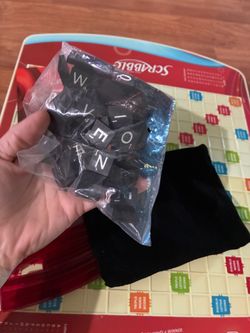 Scrabble Board Game with Black Tiles rotating board, new tiles in package