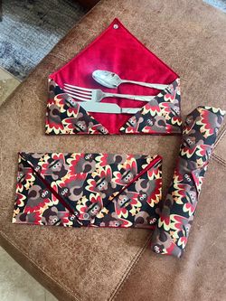 Thanksgiving Turkey Fabric Silverware Holder Set