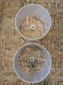 Set of White Linen Drum Lampshades