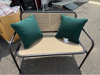 Outdoor bench with cushions