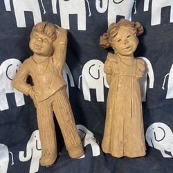 Lee Bortin Originals Signed Child Figurines Boy Girl Pair – Chicago Art Sculpture