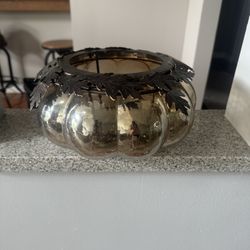 Pier 1 Glass Pumpkin Candle Holder