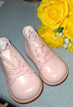 Josmo Unisex Baby Walking Shoes, First Walker Shoes, Genuine Leather Classic Smooth Ostritch Infant Shoes - Matte Pink, Size: 3