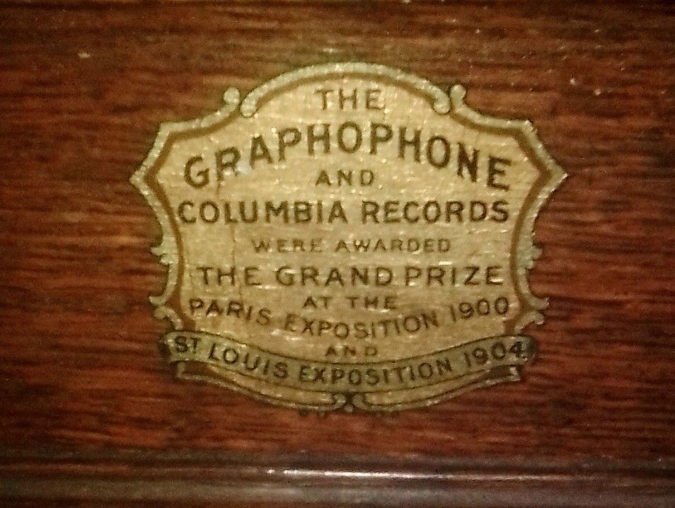 1900 Clawfoot Table And 1902 Graphophone and Columbia Records