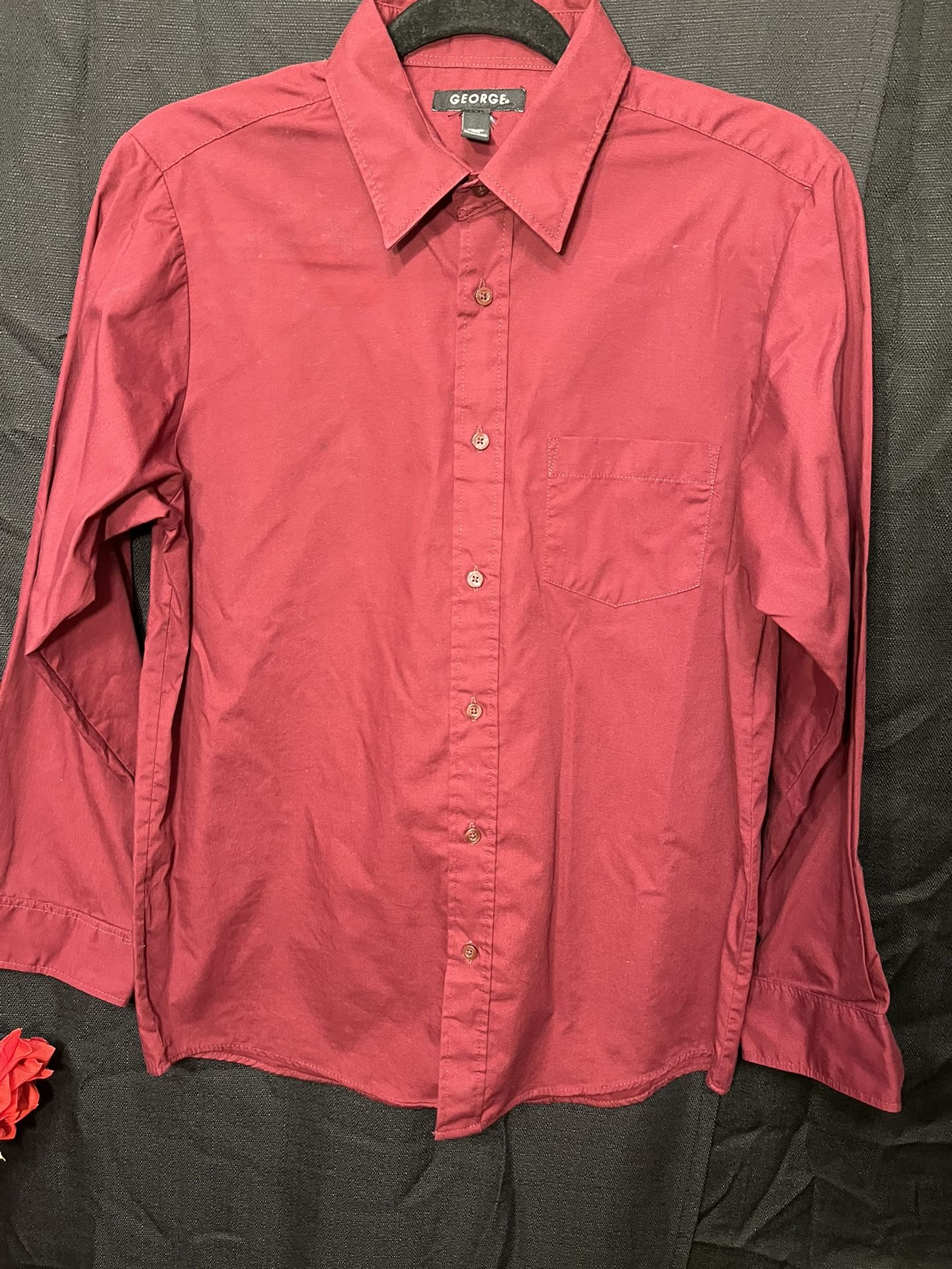 George Youth Boy XXL (18H) Red Button Up Lightweight Casual Shirt