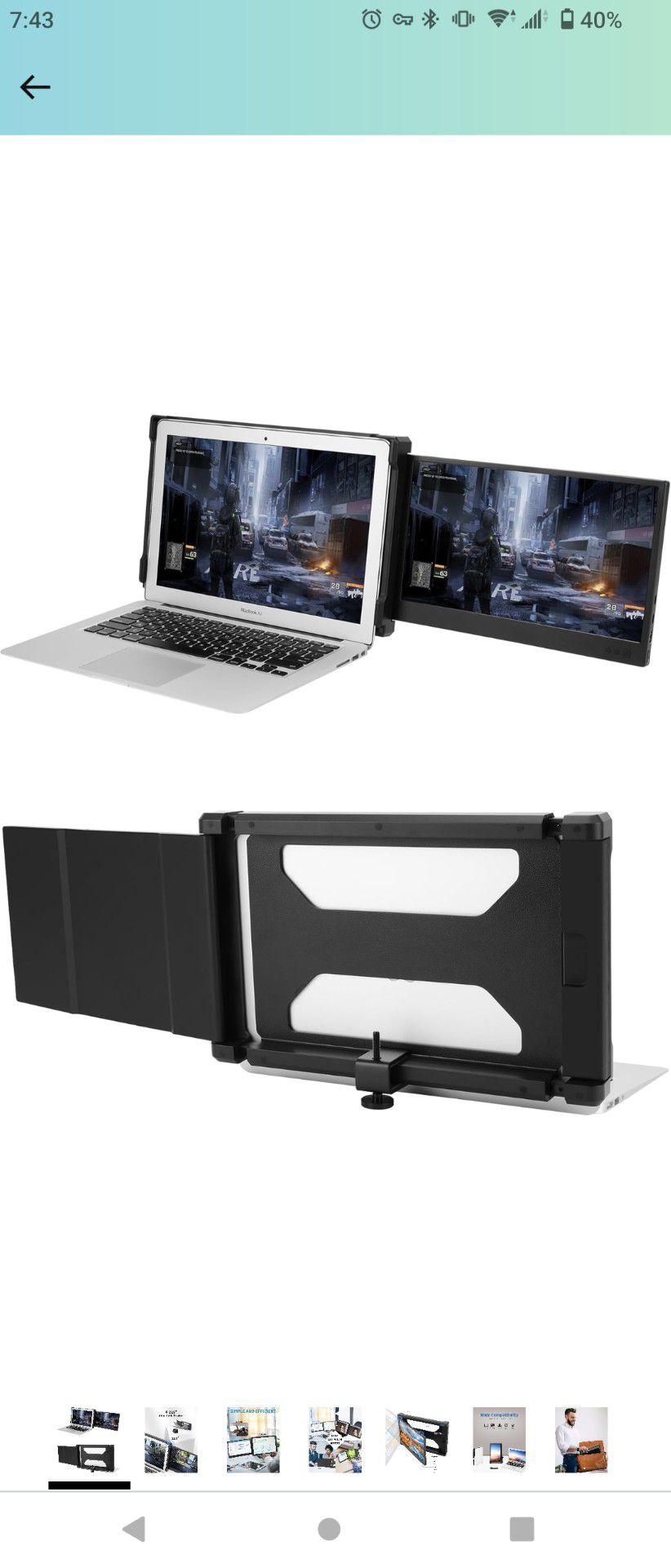 11.6" Portable Monitor for Laptop Dual Screen Laptop Monitor Extender Compatible with 13-16 Inch Windows, Chrome & Mac