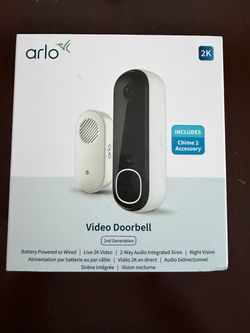 Arlo Video Doorbell 2nd Generation 2K with Chime 2-Brand New -Sealed