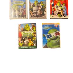 Shrek DVD Lot Of 5 Movies 1,2,3 The Final Chapter And Shrek 3D