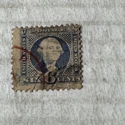United States 115 George Washington 6 cent grill used stamp