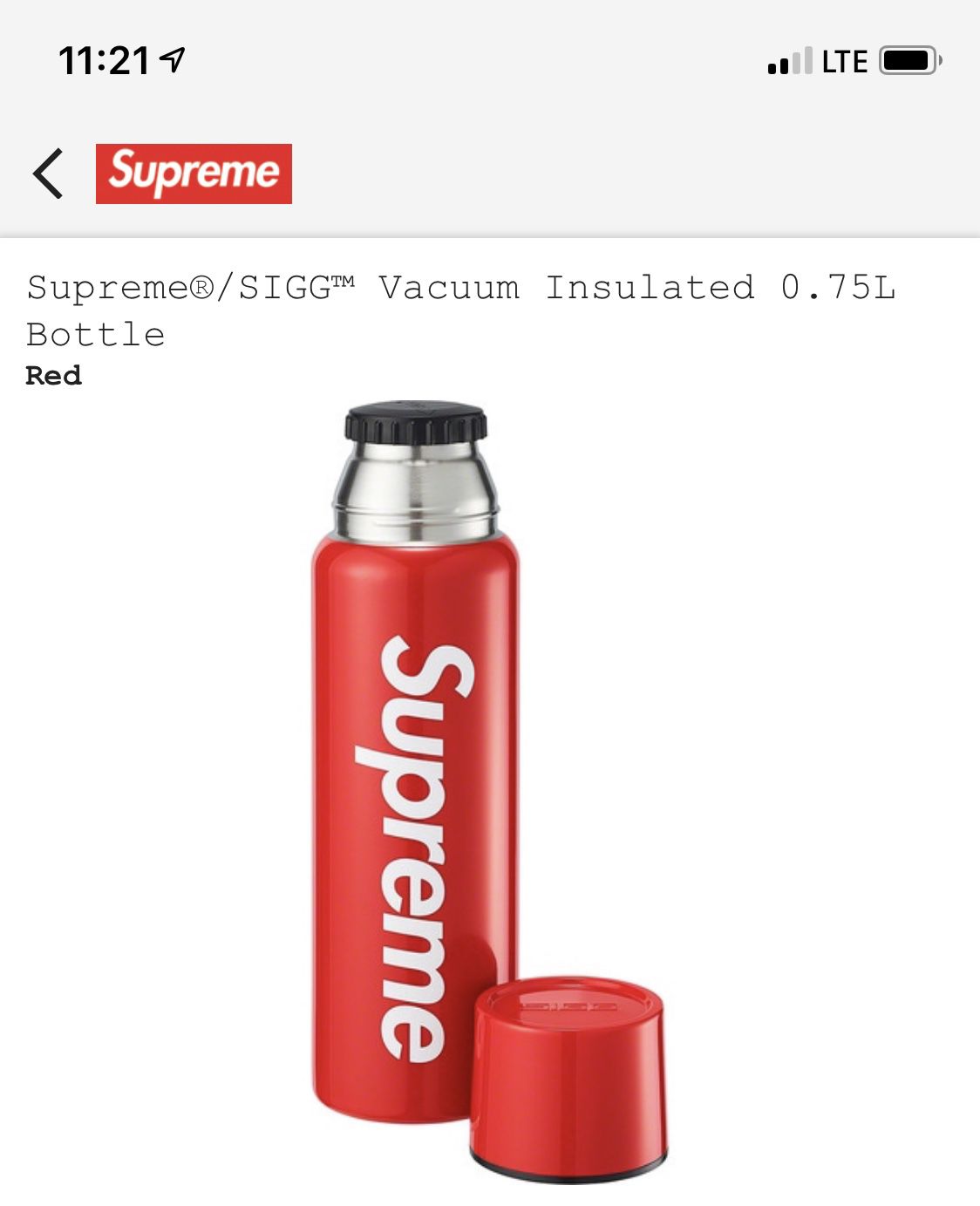 Supreme/ Sigg Vacuum Insulated Bottle