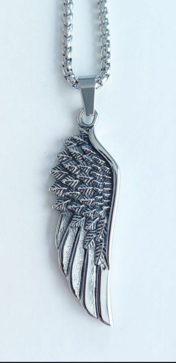 Stainless Steel Angel Wing Necklace For Men (Lowered Price) 