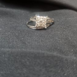  1.10 ctw  14kt White Gold Wedding Set