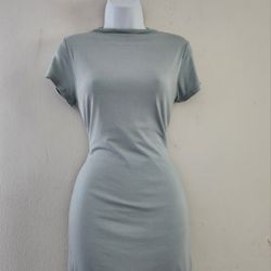 Love J Bodycon, Short Sleeve, High Neckline Dress, Size:L Color: Light Blue 
