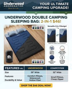 Underwood Double 2-in-1 Camping Sleeping Bag