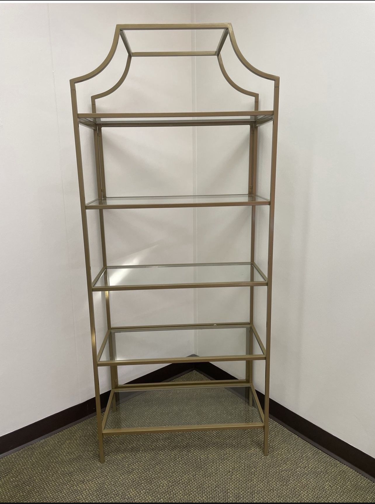 Glass Shelve Units  (3) - Gold Finish Metal And Glass