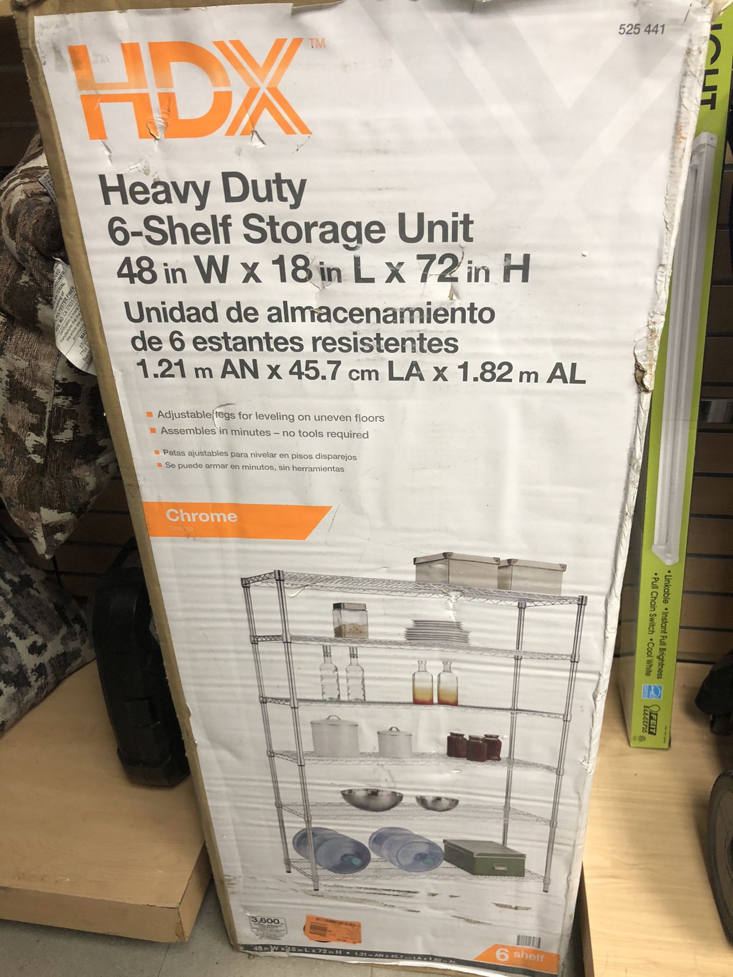 New heavy duty 6- shelves storage unit 48”X18” X 72”H .