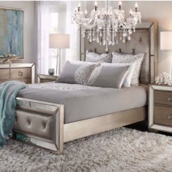 Z Gallerie Shappire Ava King Mirrored Bed (Retail: $1850)