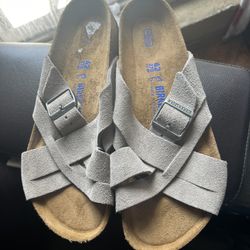 New Birkenstock Lugano Soft Footbed- Suede Leather Taupe-Size 42