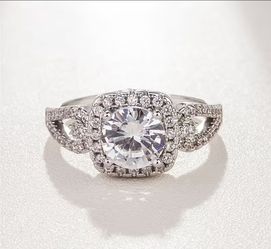 Elegant Uniquely Designed Sparkling Silver Tone Ring