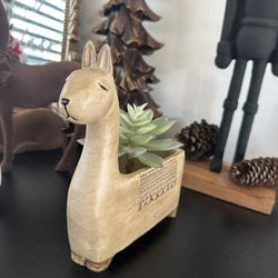 Llama Wood Planter 