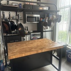 VADHOLMA Kitchen Island with rack