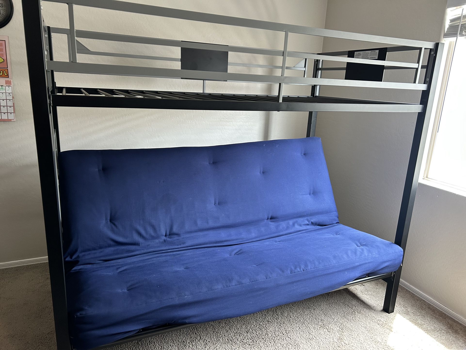 Metal Bunk Bed With Futon