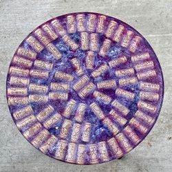 Handmade Resin Side Table – 20” Unique Cork Design