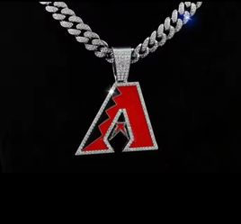 ARIZONA DIAMONDBACKS GEM NECKLACE MLB Pendant & Silver Bling 20" Chain