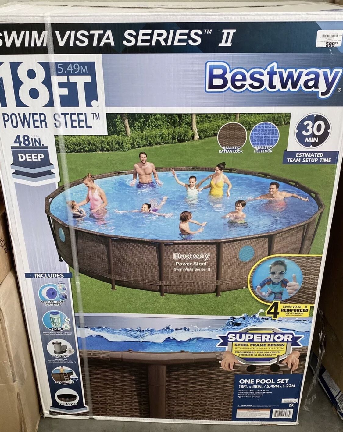 Bestway 18' x 48" Power Steel Swim Vista Series II Swimming Pool