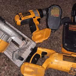 Dewalt XRP 18 V hammer drill, sawsall, circular saw, bateries & double 1 hour charger, or each tool with batery $35.