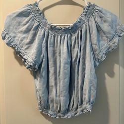 Brandy Melville blue crop top off the shoulder one size