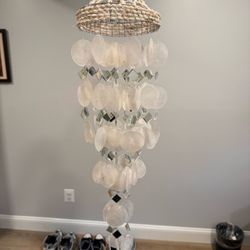 Boho Cascading Capiz Shell & Mirror Wind Chime / Hanging Mobile