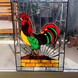 Large Stained Glass Rooster 