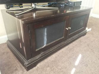 Dark wood TV stand entertainment cabinet