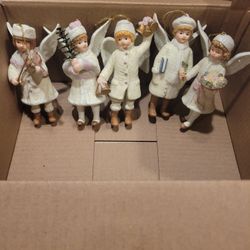 Vintage Ceramic Victorian Angel Ornaments 