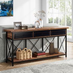New Tribesigns 70.8" Console Table with 3 Drawers,  New In Its Box