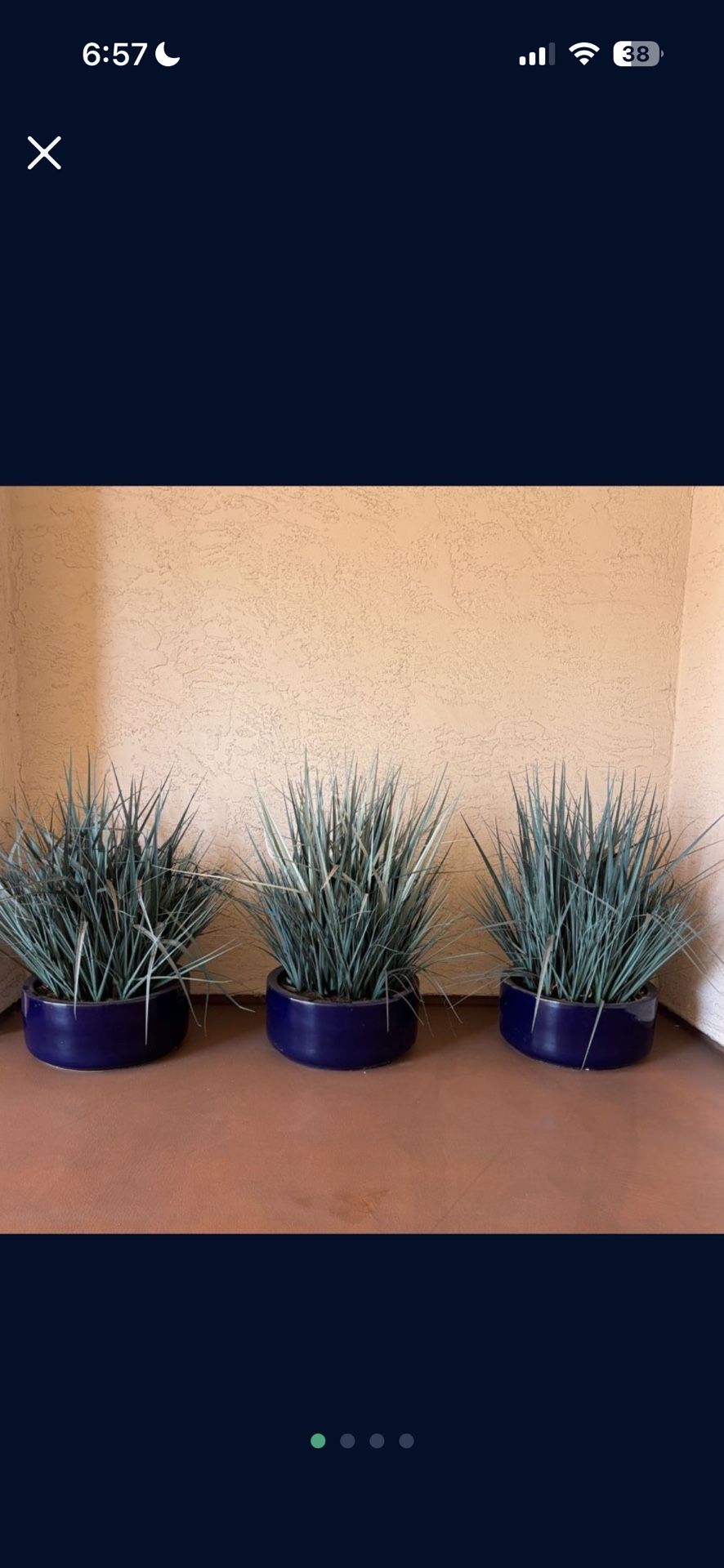 One Set of 3 Artificial Ceramic Potted Plants