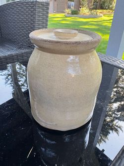 Salt glazed 1800s pottery with lid!