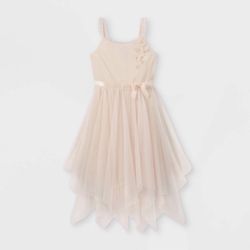 Zenzi Girls' Sleeveless 3D Floral Mesh Hanky Hem Dress - Cream Size XXL (18) NWT