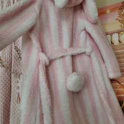 Laura Ashley , Bunny Robe, White And Pink Very Warm And Cute!