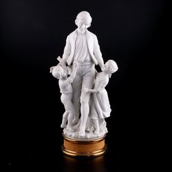 Superb 15” 19th Century English Parian Ware "Father with Children" Figurine