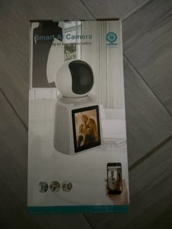 Advanced smart security camera with 360-degree complete coverage. This white device has motion detection, two-way talk, and app remote control functio