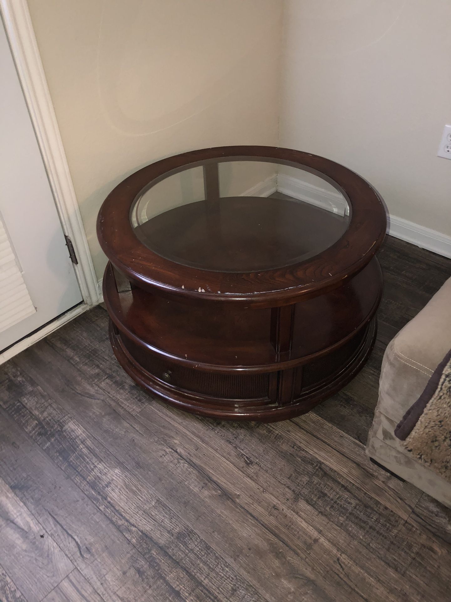 Coffee table with glass center
