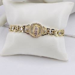 Virgen De Guadalupe Pulsera Baño De Oro 18k/Virgin Of Guadalupe Bracelet Gold Plated 18k