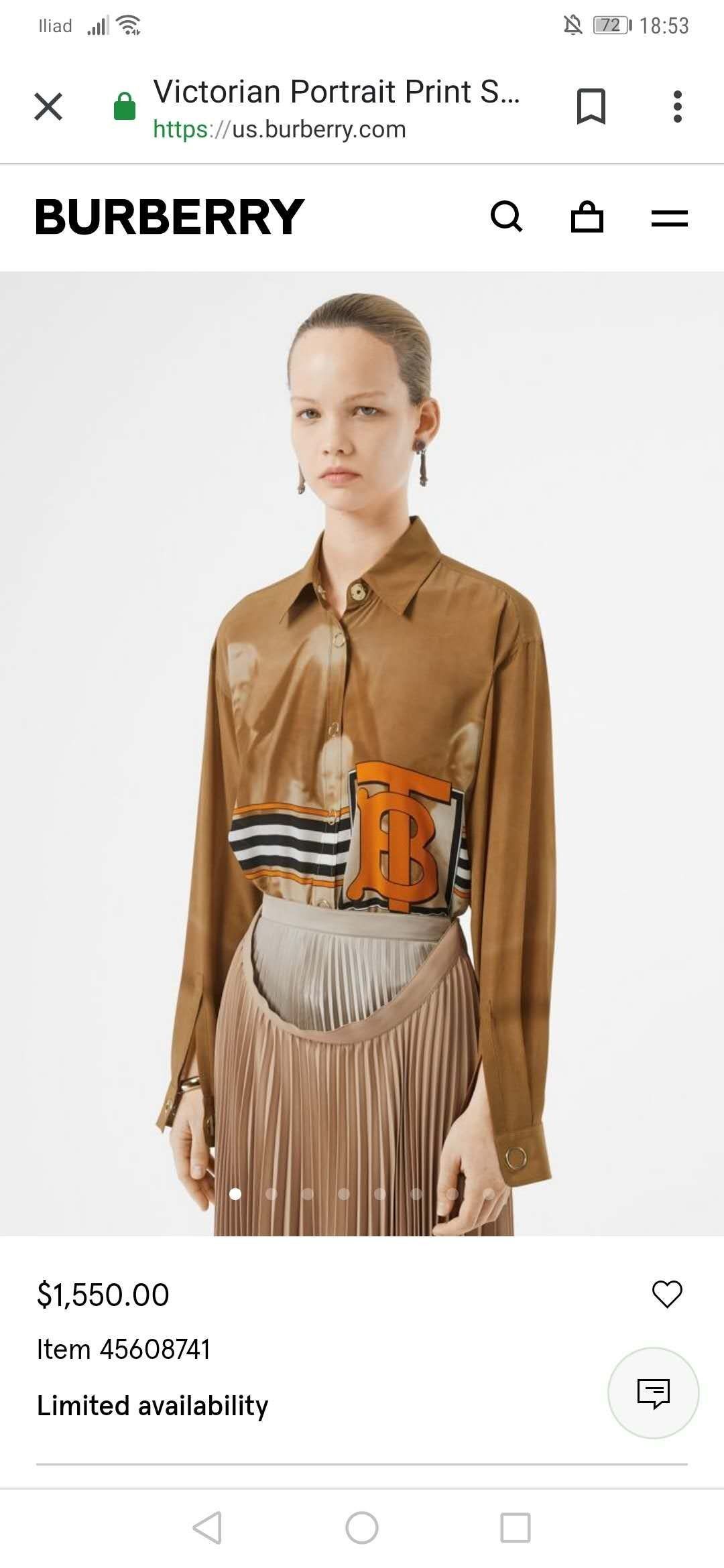 2020 SPRING SUMMER BURBERRY PURE SILK SHIRT