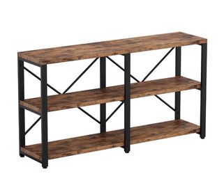Industrial 3-Tier Console Table with Metal Frame book shelve
