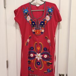 Fuchsia embroidered dress - small