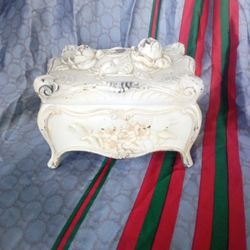 Vintage Art Nouveau Cast Metal Jewelry Box