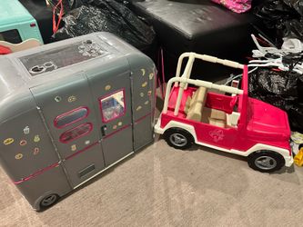 Our generation doll jeep and camp trailer