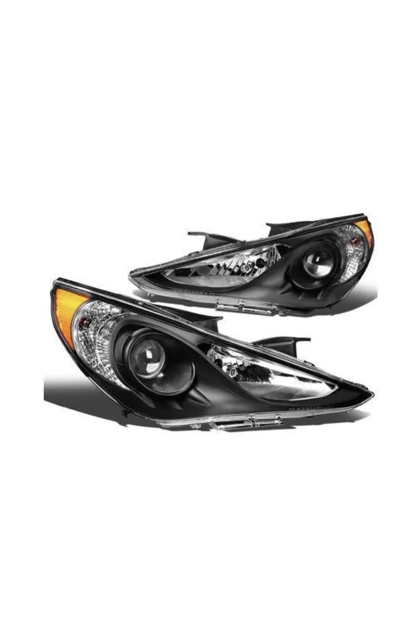 11-14 Hyundai Sonata Black Housing / Clear / Amber Projector Replacement Pair Headlights Calaveras De Enfrente 